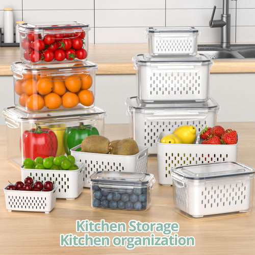 🍅Food Storage Containers for Fridge with Removable Colander