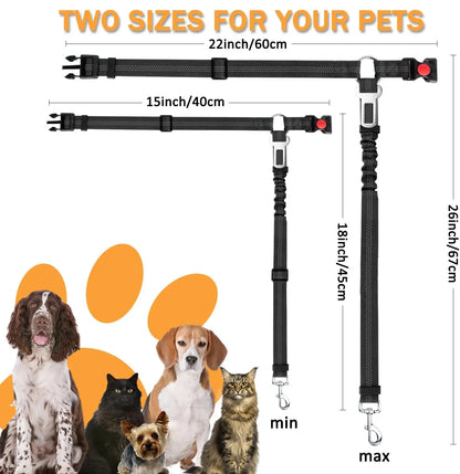 2-Pack Pet Car Seat Belt Dog Leash