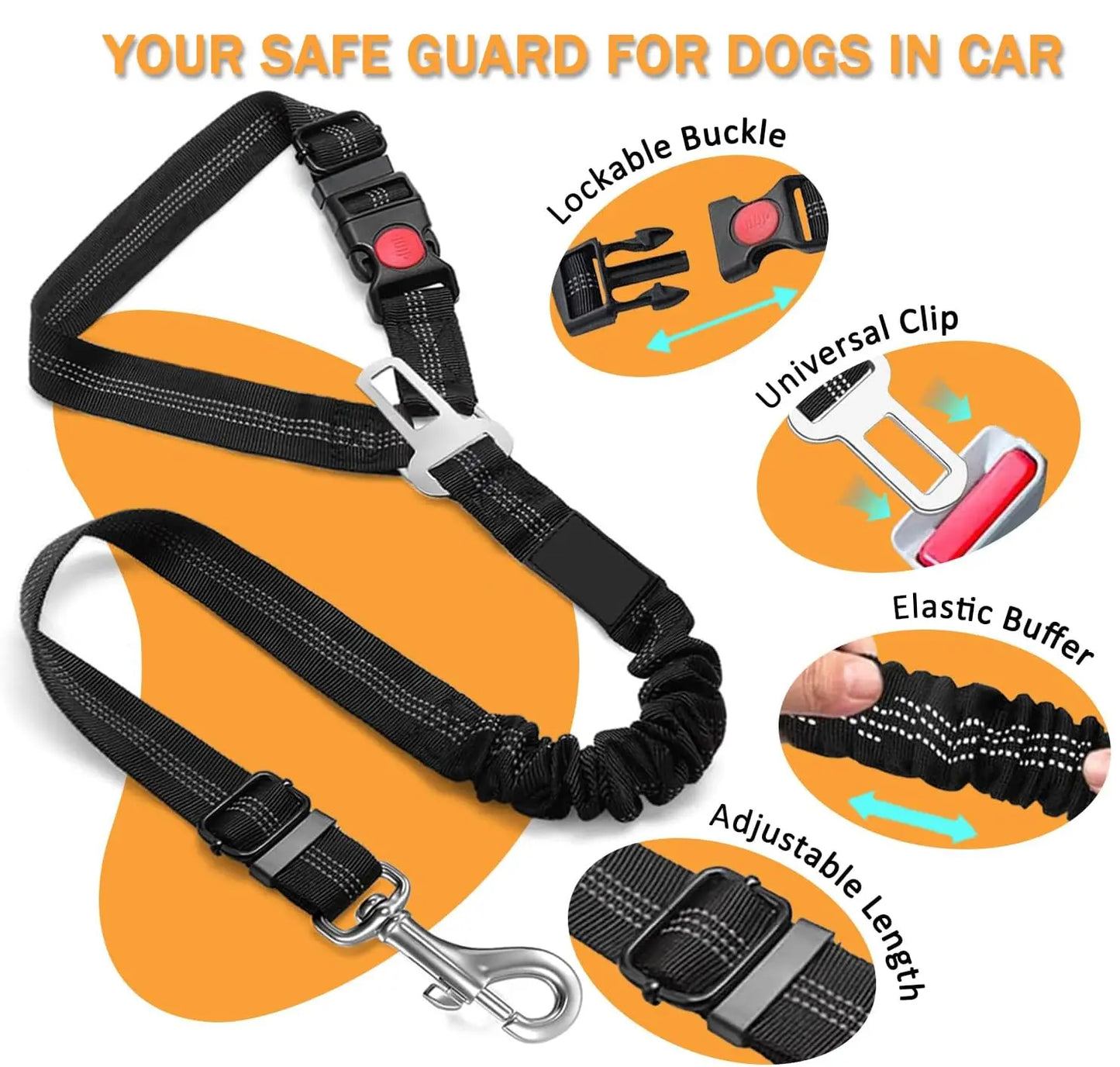 2-Pack Pet Car Seat Belt Dog Leash