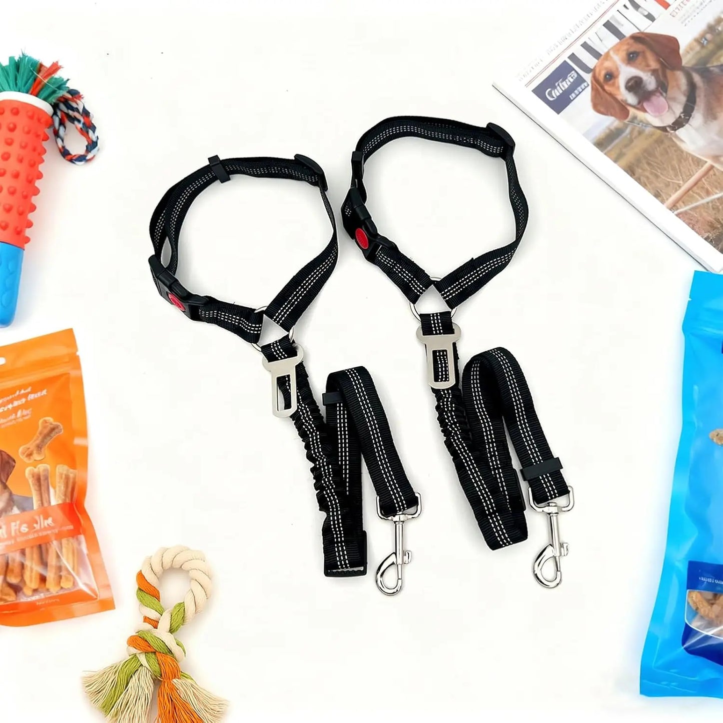 2-Pack Pet Car Seat Belt Dog Leash