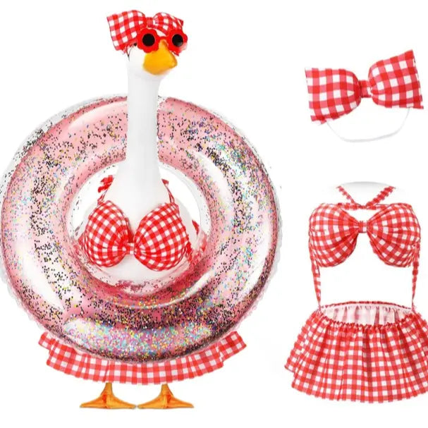 🦢Summer Porch Goose Outfit Bikini for 23" Plastic/ Cement Goose Statues❤️🤍💙