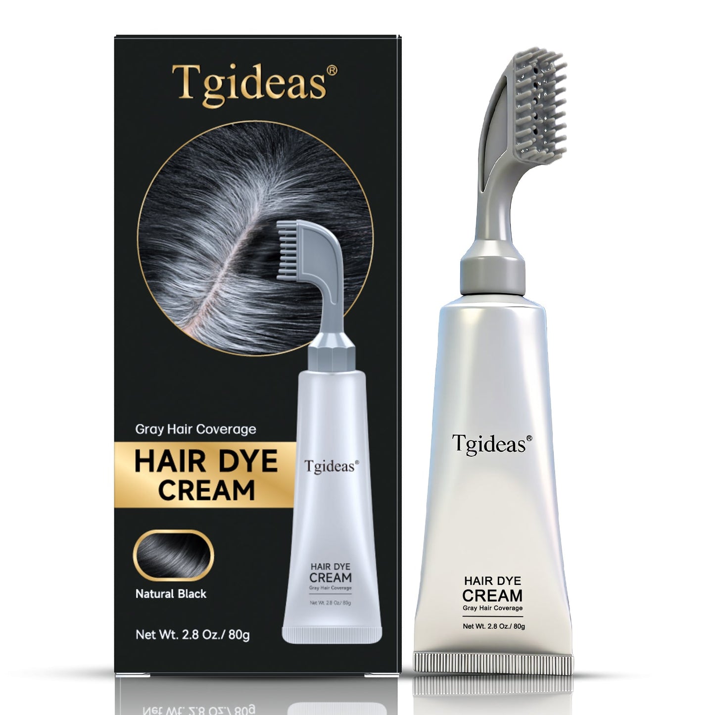 Comb - In Hair Dye Cream for Gray Coverage -Natural Black & Dark Brown
