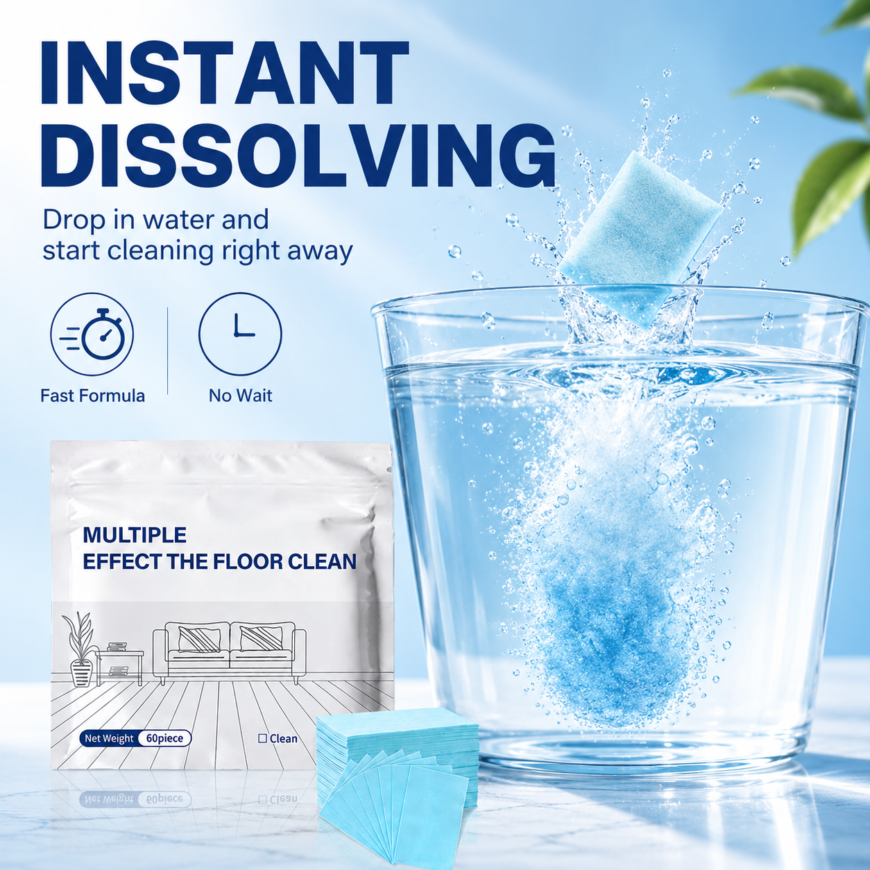 ✨Multi-Effect Floor Cleaning Tablets, Fast Dissolving, No-Rinse Formula for Hardwood, Tile & All Floor Types