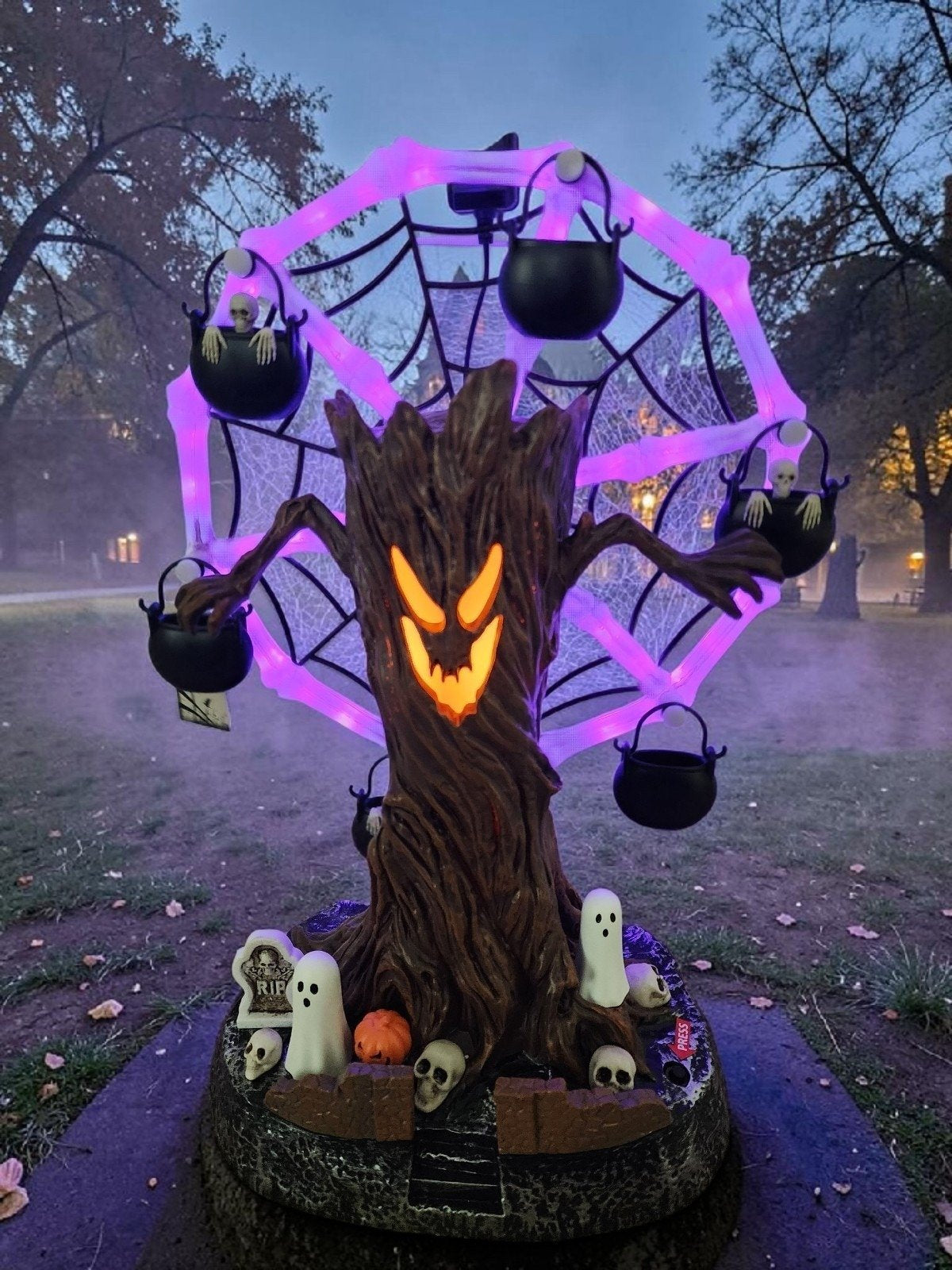 👻 Haunted Ghost Tree Ferris Wheel – Animated Halloween Tabletop Decoration With Lights🎃