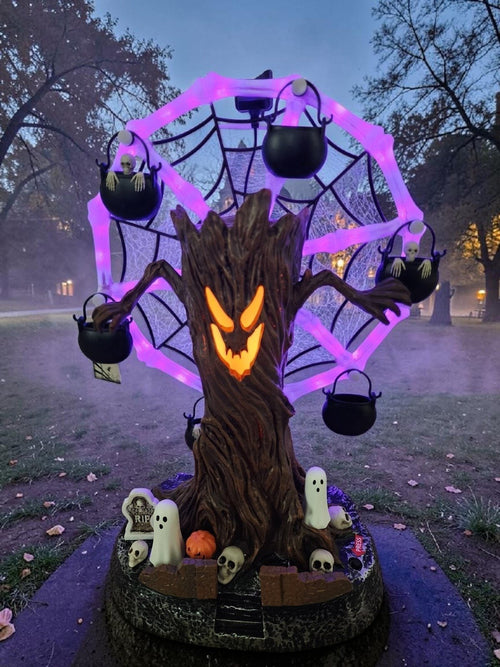 👻 Haunted Ghost Tree Ferris Wheel – Animated Halloween Tabletop Decoration With Lights🎃