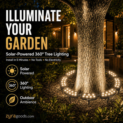 🌳💡 Ring-Shaped Solar Tree Lights – Weatherproof Outdoor Spotlights Ideal for Trees, Pillars, and Gardens