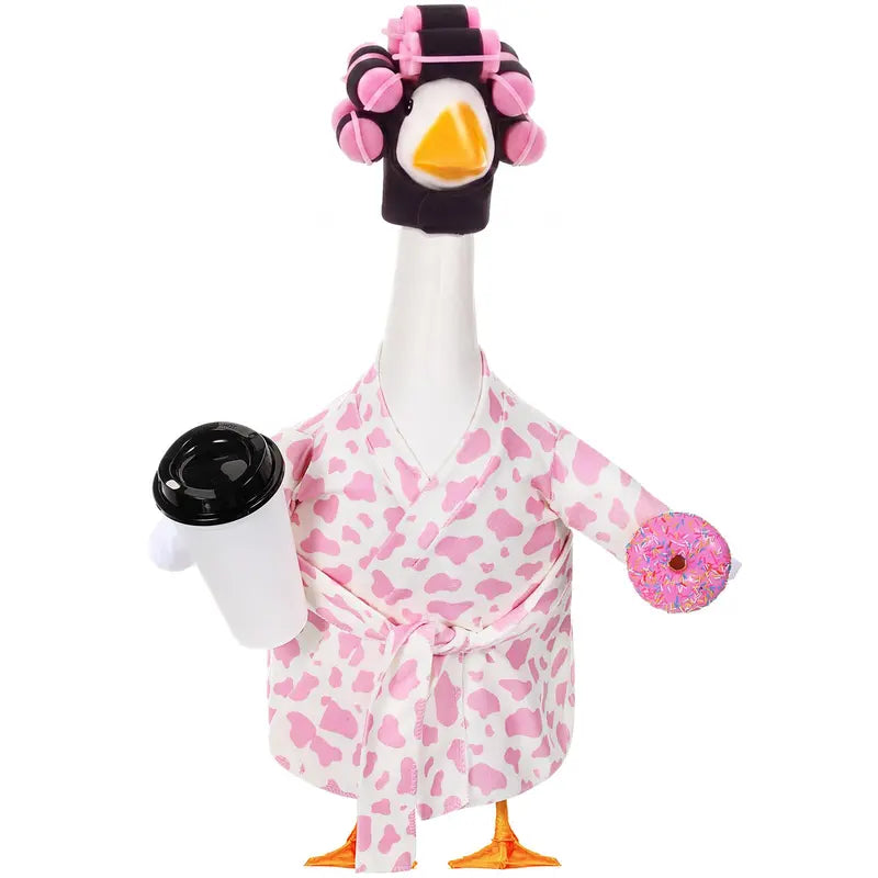 🦢Lady Porch Goose Outfit Bathrobe for 23'' Cement Plastic Porch Goose Statue❤️🤍💙