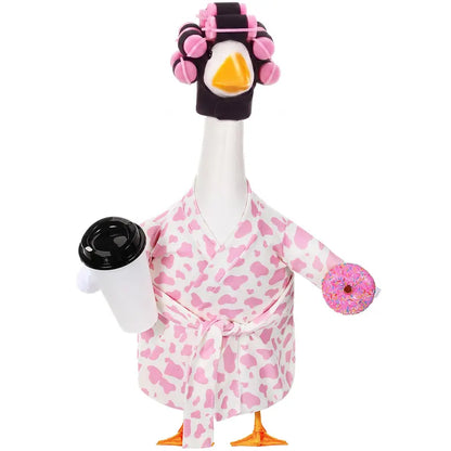🦢Lady Porch Goose Outfit Bathrobe for 23'' Cement Plastic Porch Goose Statue❤️🤍💙