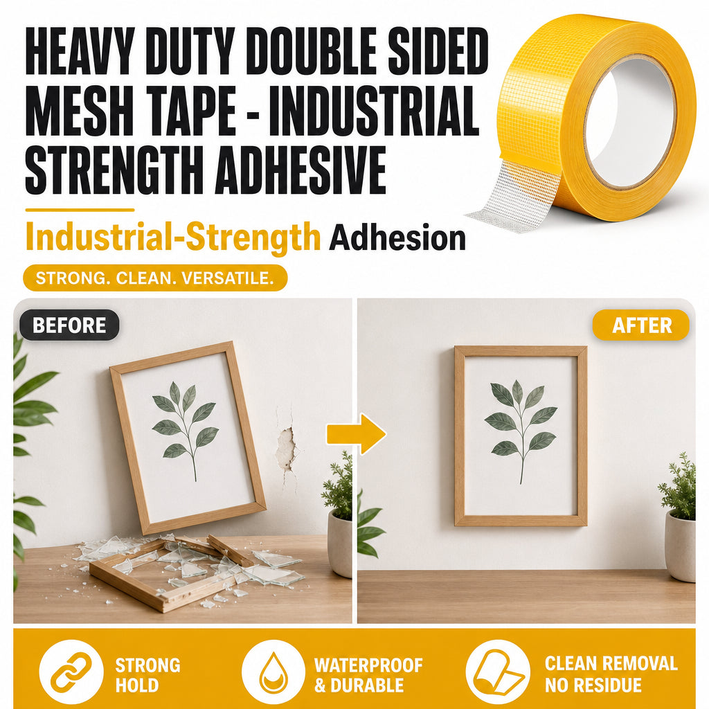 Heavy Duty Double Sided Mesh Tape - Industrial Strength Adhesive