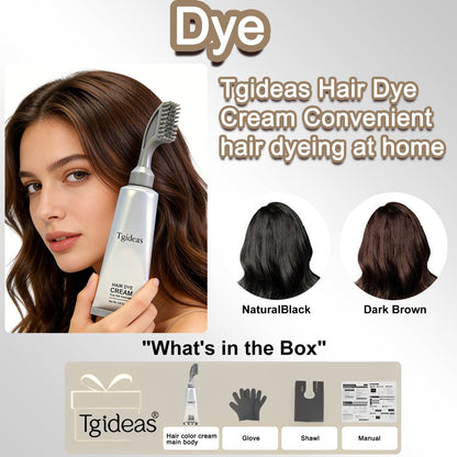 Comb - In Hair Dye Cream for Gray Coverage -Natural Black & Dark Brown