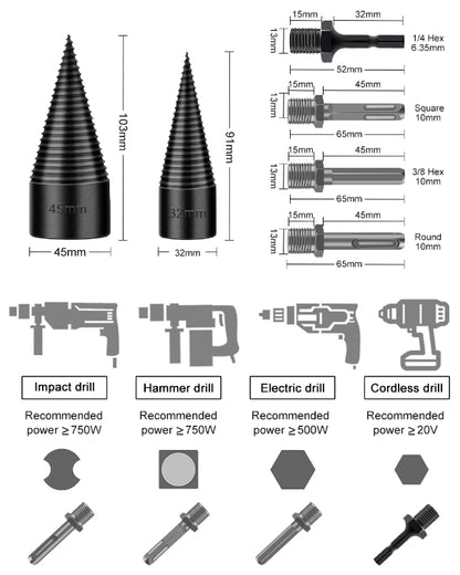 WOOD LOG SPLITTER FIREWOOD DRILL BIT
