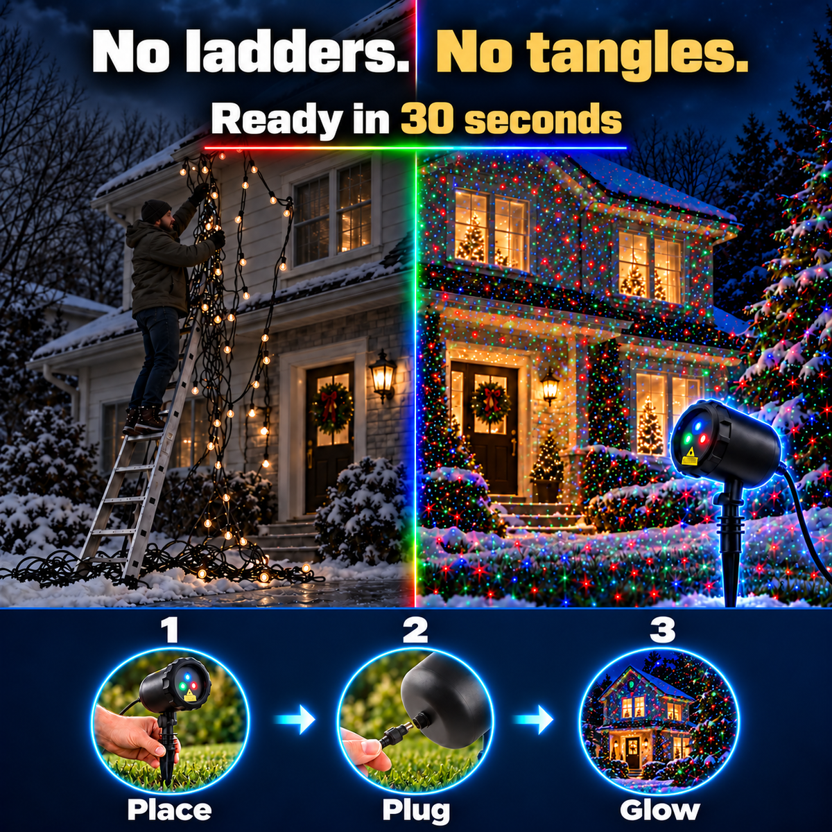 RGB Christmas Laser Projector – Outdoor Holiday Star Lights for Home & Yard 🎄✨