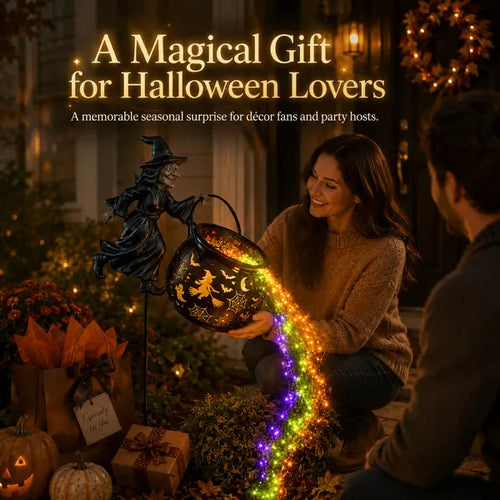 Halloween Witch Cauldron Garden Light