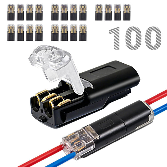 🔌100 Pcs 2-Pin Low Voltage Wire Connectors with Locking Buckle