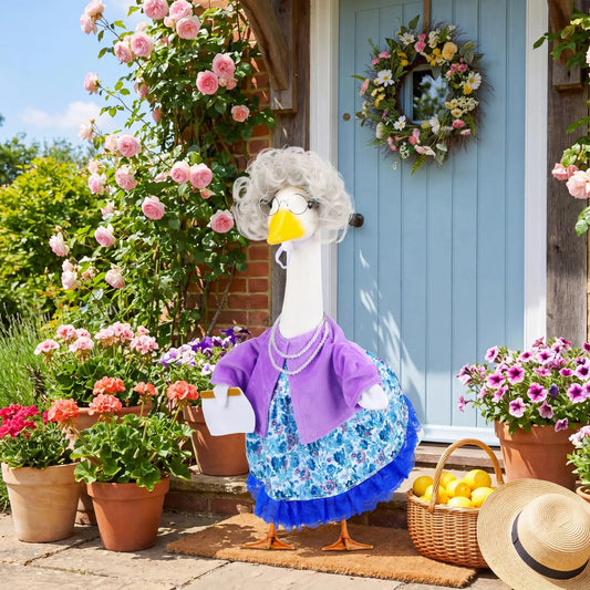 🦢VALORS TOP™Grandmother Porch Goose Outfit for 23" Plastic/ Cement Goose Statues