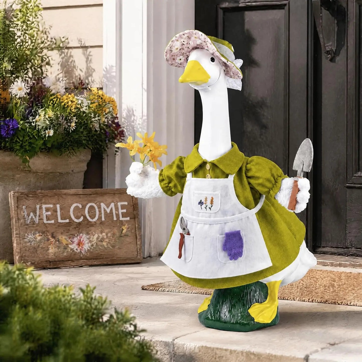 🦢VALORS TOP™Gardener Porch Goose Outfit for 23" Plastic/ Cement Goose Statues