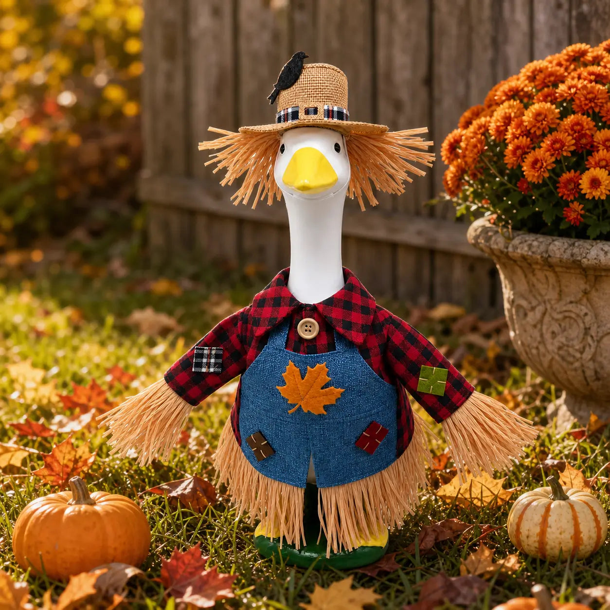 🦢VALORS TOP™Scarecrow Porch Goose Outfit for 23" Plastic/ Cement Goose Statues