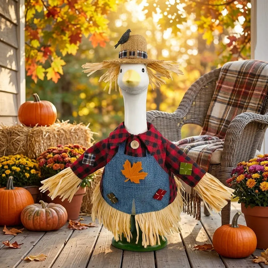 🦢VALORS TOP™Scarecrow Porch Goose Outfit for 23" Plastic/ Cement Goose Statues