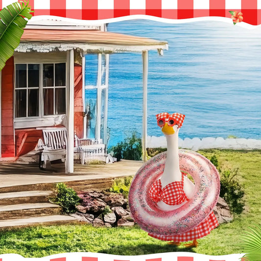 🦢VALORS TOP™Summer Porch Goose Outfit Bikini for 23" Plastic/ Cement Goose Statues