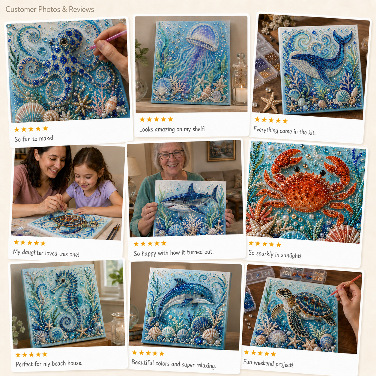 🌊✨💯Ocean Theme Pearl Art DIY Kit – Relaxing DIY Craft to Create Stunning Coastal Artwork