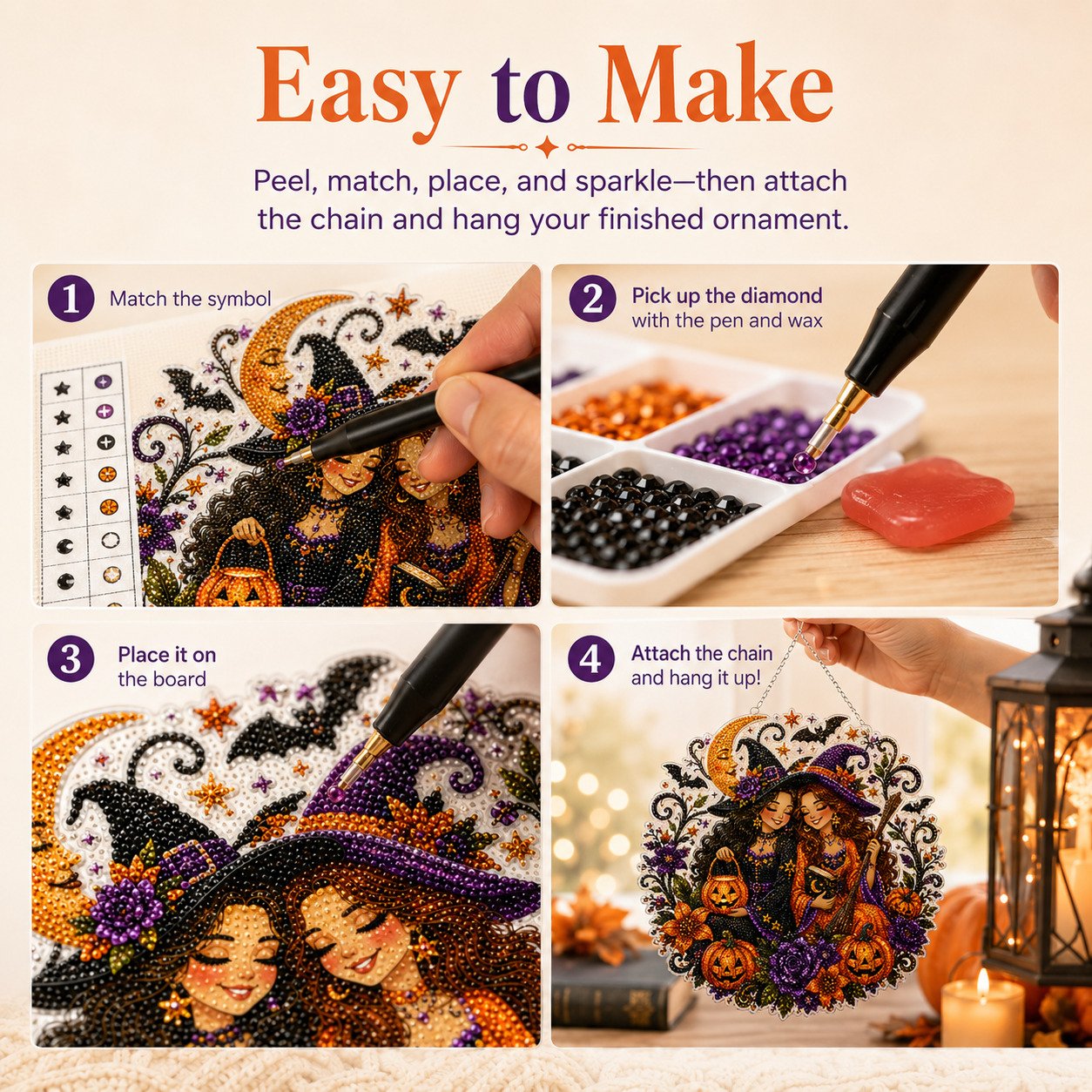 🎃🍂 DIY Rustic Harvest Pumpkin Diamond Art Window Suncatcher