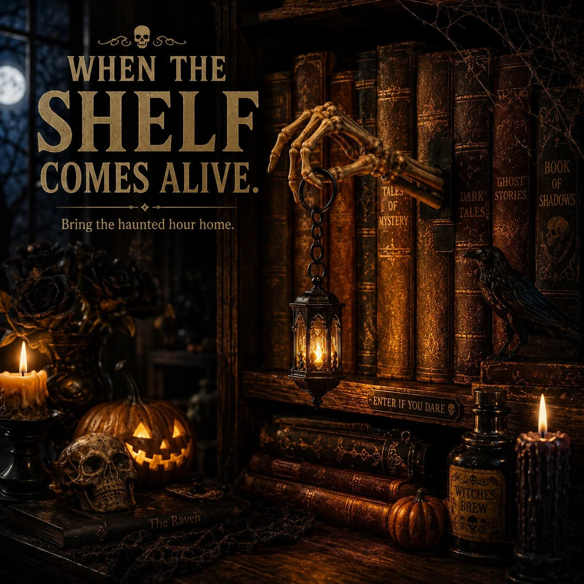💀Skeleton Hand Lantern Bookshelf Light