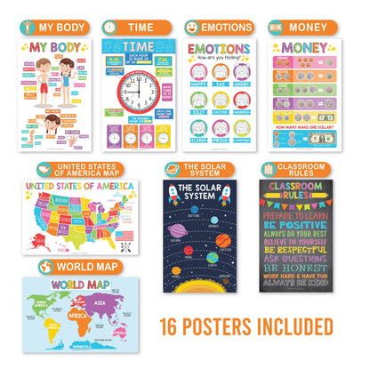 🏫BACK-TO-SCHOOL SALE: COLORFUL EDUCATIONAL POSTERS — SET OF 15!🏫