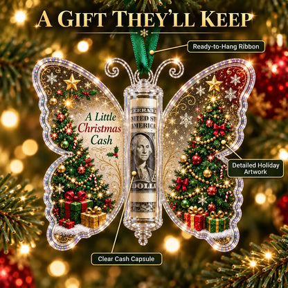 🦋💵 Christmas Cash Gift Butterfly Ornament🎄✨