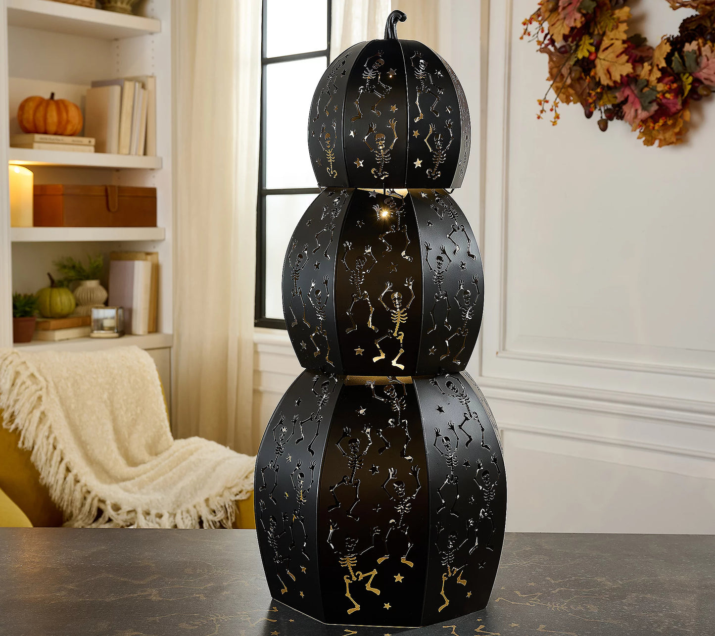 🎃Lit Metal Stackable Skeleton Pumpkn