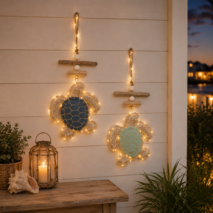 🐢Lighted Coastal Sea Turtle Wall Decor with Remote