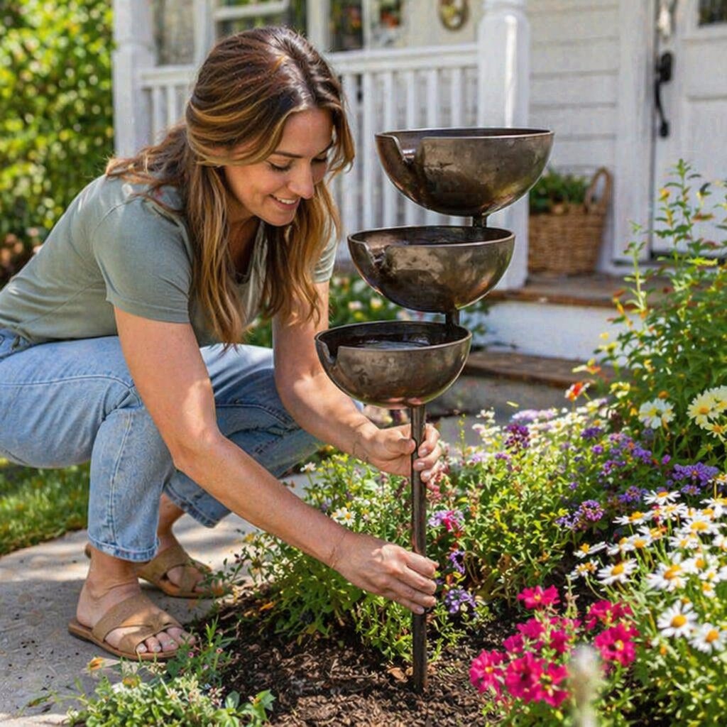 🌿🐦Bring Life Back To Your Garden – Peaceful Cascading Rain Catcher Bird Bath For Welcoming Garden Wildlife🌿🐦