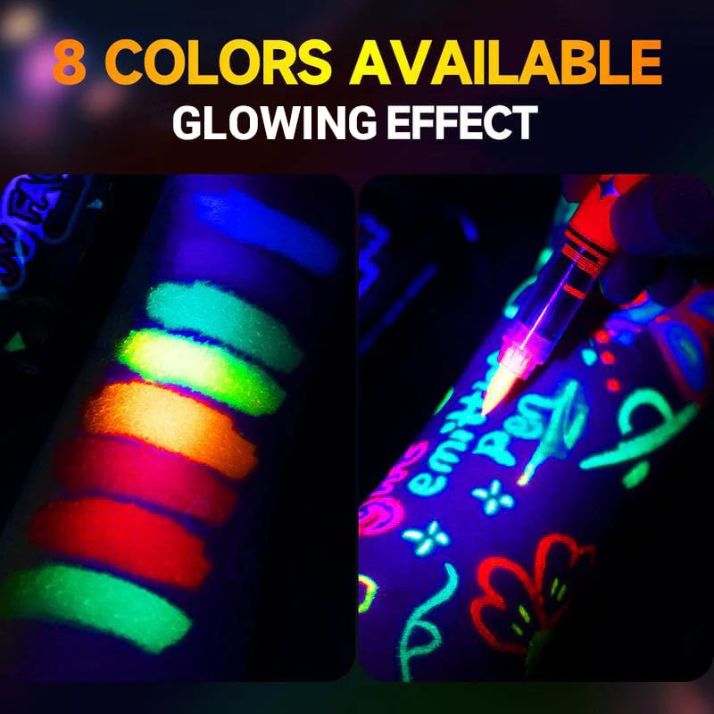🌈UV Glow Face Paint Markers — 8-Piece Neon Set for Blacklight Parties