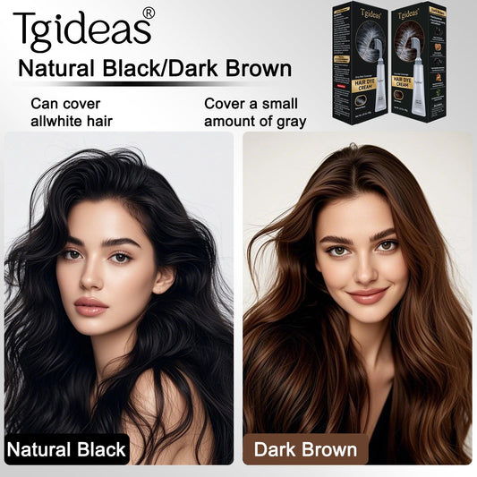 Comb - In Hair Dye Cream for Gray Coverage -Natural Black & Dark Brown