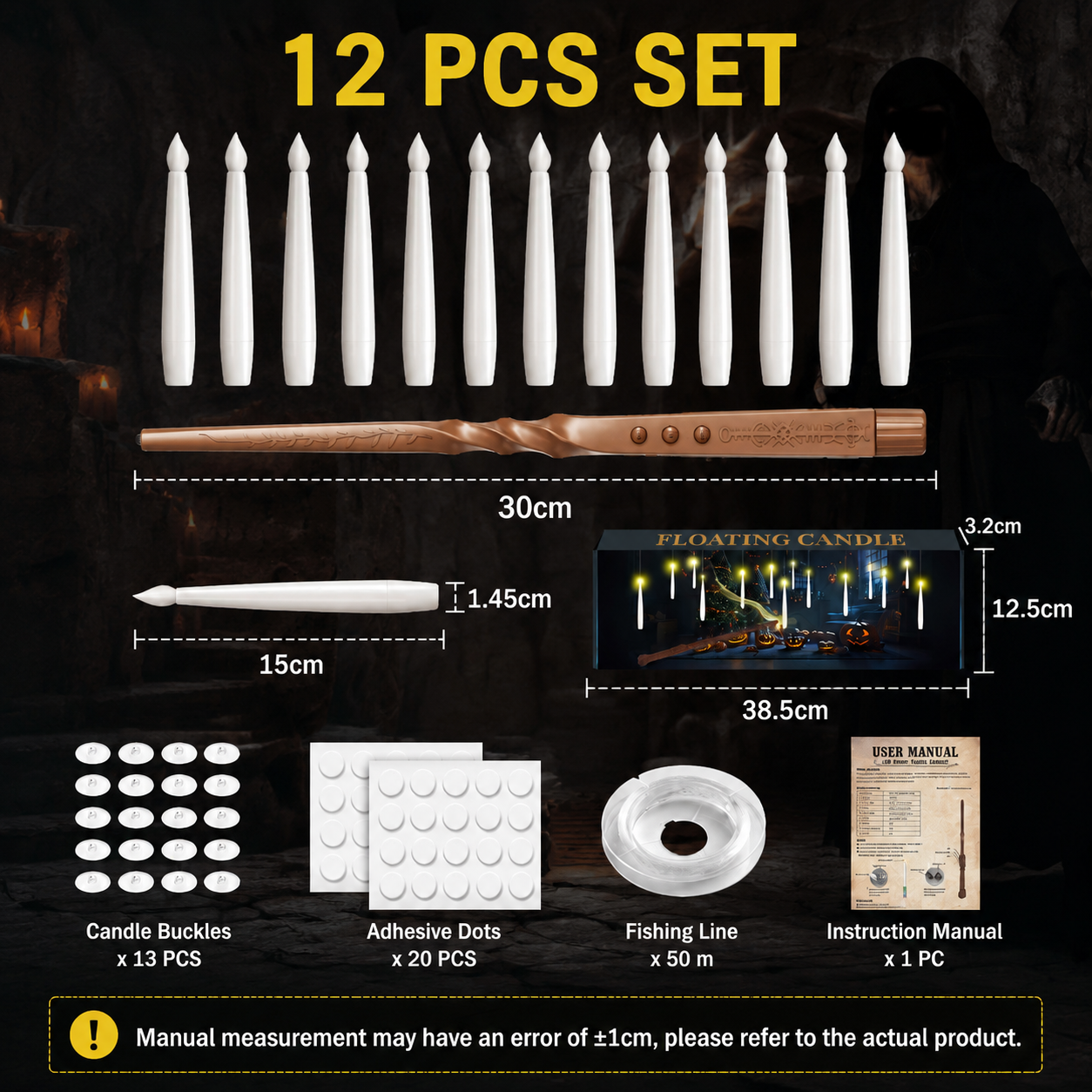 🪄🕯️ FLOATING FLAMELESS CANDLES WITH MAGIC WAND