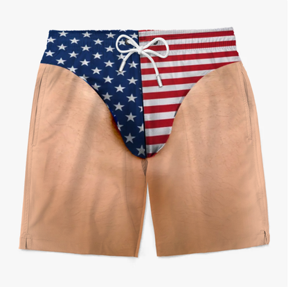 Custom Funny Patriotic Face Swim Trunks for Men
