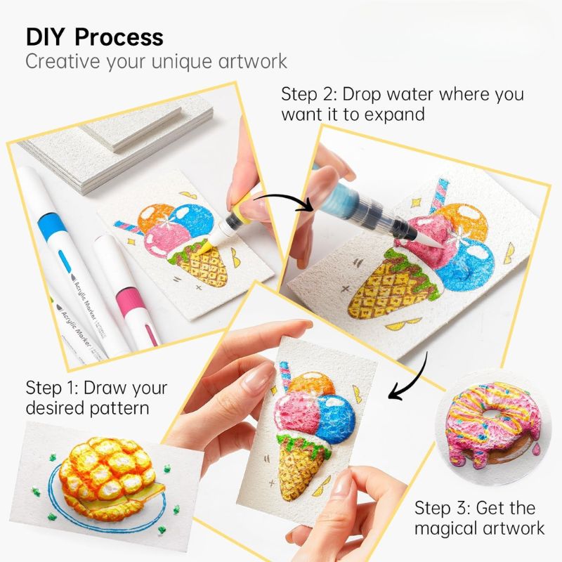 MagicPop™ 3D Texture Painting Kit – Color, Add Water & Watch It Rise