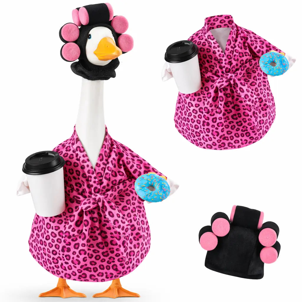 🦢Lady Porch Goose Outfit Bathrobe for 23'' Cement Plastic Porch Goose Statue❤️🤍💙