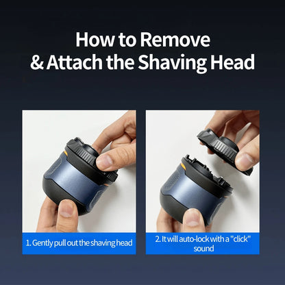 Cordless Electric Head Shaver, 6 Dual-Track Rotary Blades, Waterproof Wet & Dry Use