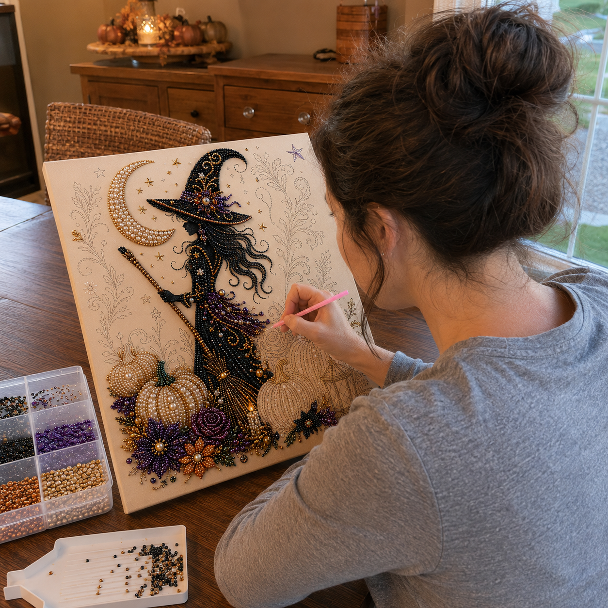 👻✨ Halloween Pearl Art DIY Kit – Turn Tiny Pearls into Spooky-Cute Magic