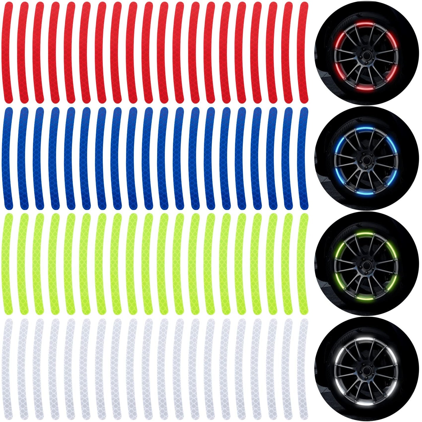 20 PCS Creative Wheel Hub Rim Reflective Stickers