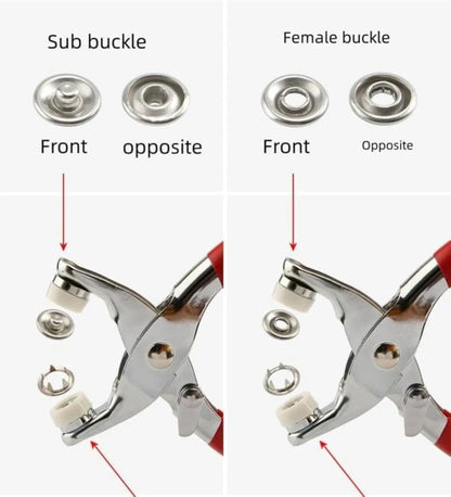 🔥✨100 pcs Invisible Colored Metal Buckle & Manual Pressure Pliers Kit