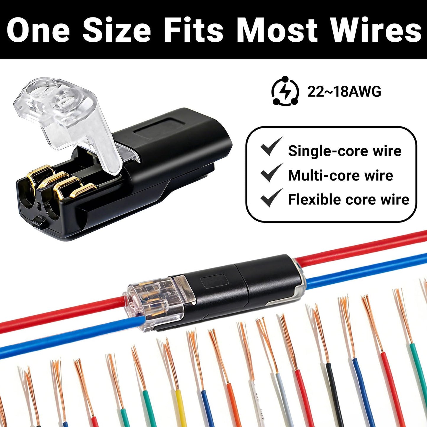🔌100 Pcs 2-Pin Low Voltage Wire Connectors with Locking Buckle
