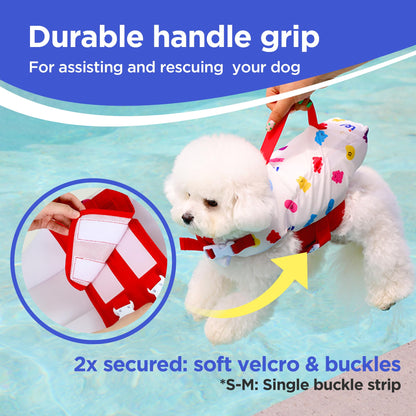 Dog Life Jacket - Pet Safety Vest with Removable Front Float & Rescue Handle