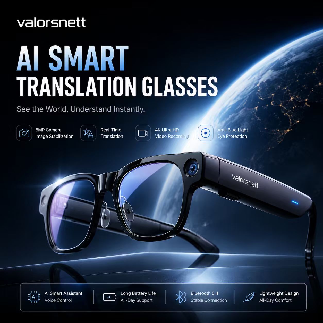 🔥LAST DAY 57% OFF - AI Vision Smart Glasses™—Real-time Translation, Camera, Music, and AI Assistant