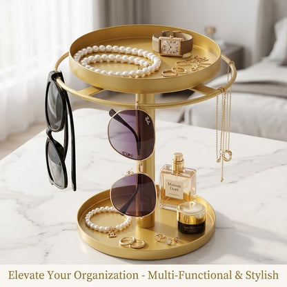🕶️✨360° Rotating Sunglasses Organizer Stand — Eyewear Rack with Tray