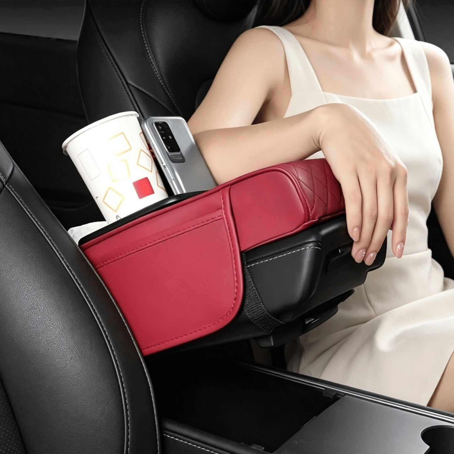 🚘Multifunctional PU Leather Car Armrest Box Mat