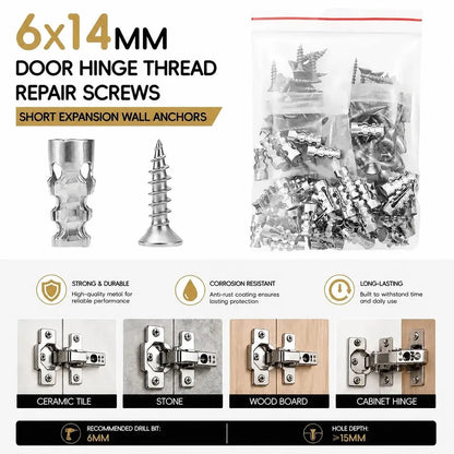 🔧FLASH SALE: 6×14MM SHORT EXPANSION SCREW SET — FIX LOOSE HINGES IN SECONDS!🔧