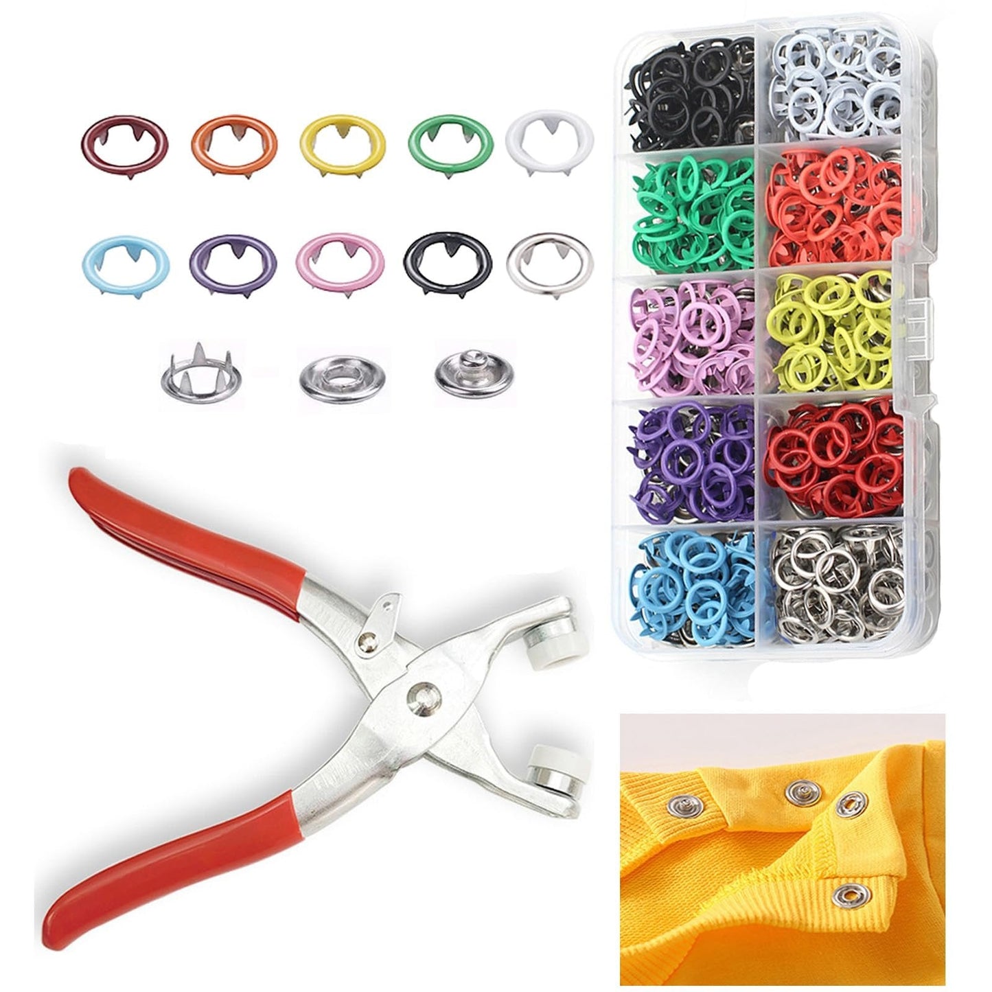 🔥✨100 pcs Invisible Colored Metal Buckle & Manual Pressure Pliers Kit