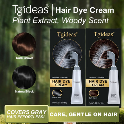 Comb - In Hair Dye Cream for Gray Coverage -Natural Black & Dark Brown
