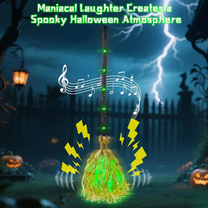 🧙‍♂️Witches Broom Halloween Decor - 35" Animated Light up Moving Broomstick